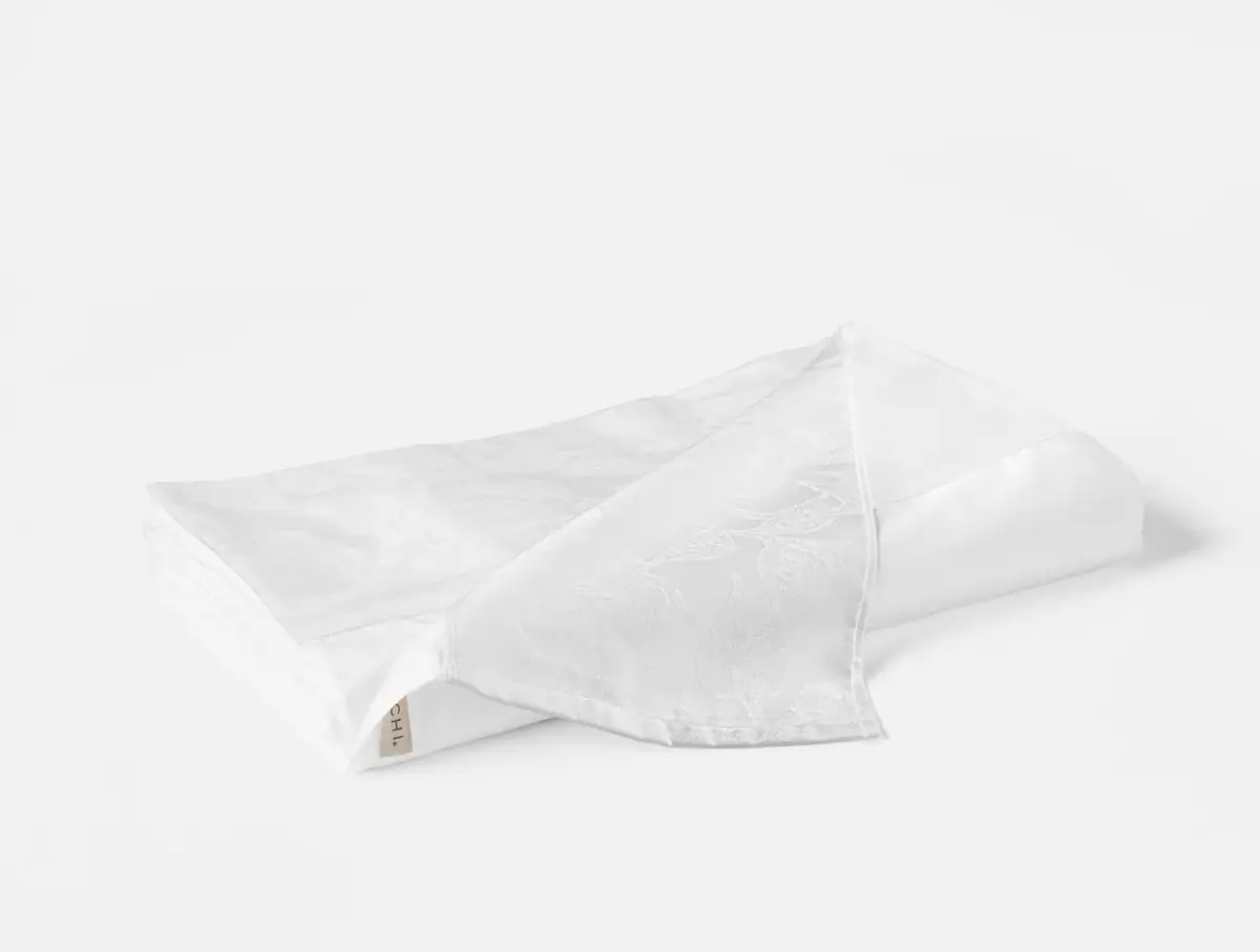 Coyuchi Heritage Organic Percale Jacquard Border Flat Sheet